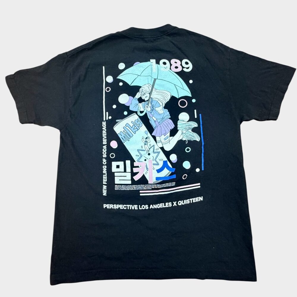 Perspective Los Angeles x Quisteen Milkis Anime T-Shirt Black Men’s Size Large